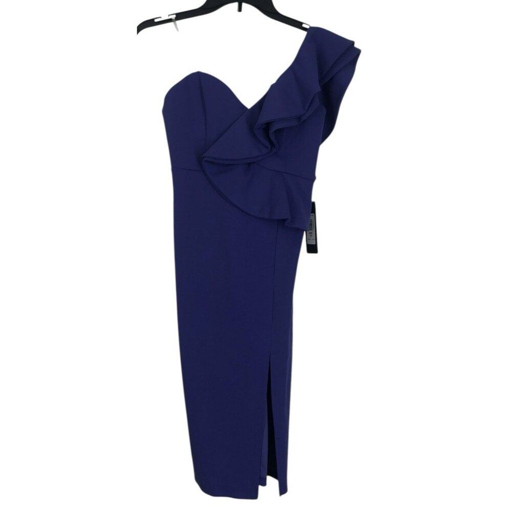 Bebe Dress Womens Size‎ XS Purple One Shoulder Ruffle Sleeveless